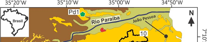 Figura 1. Localização da área de estudo na Bacia Paraíba. 3. Material O banco de dados que compõe todas as informações usadas no estudo foi elaborado no programa SPRING 5.1.8.