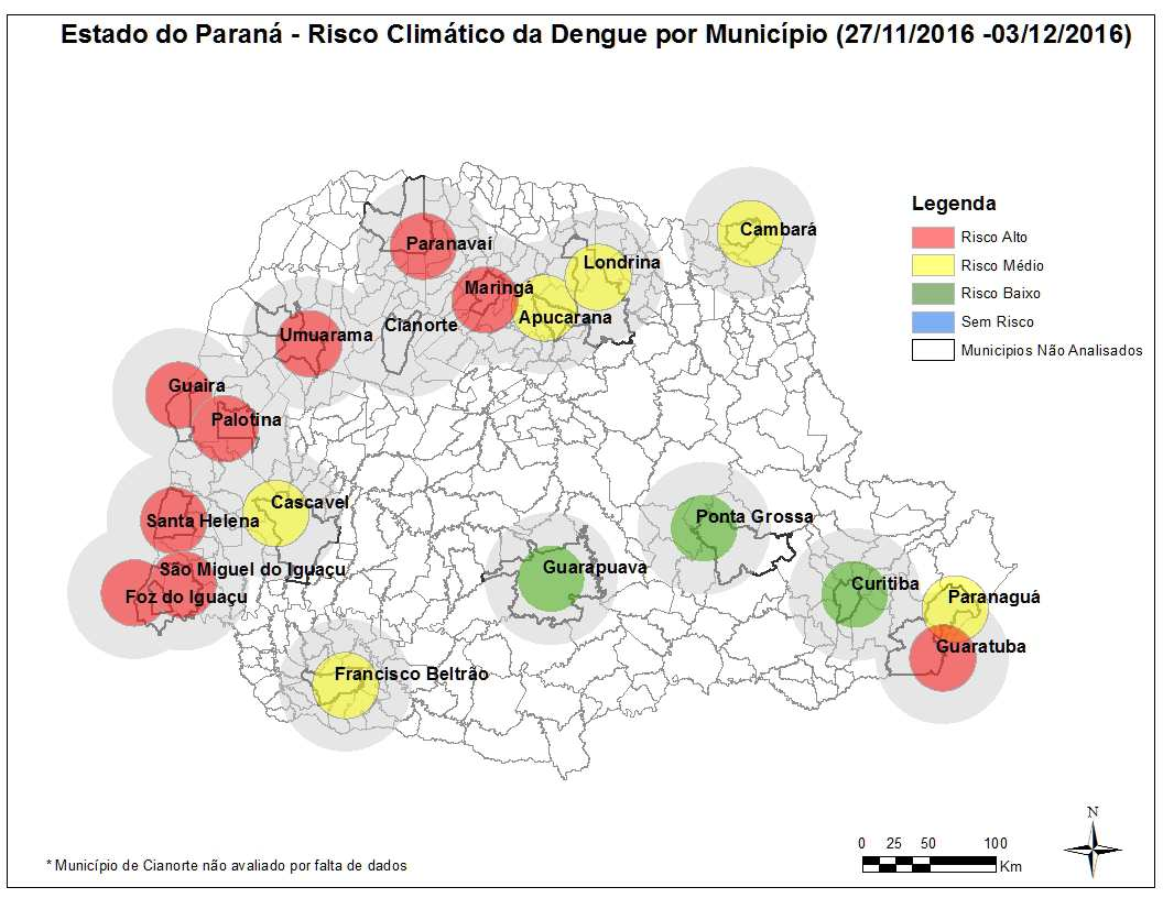 A SESA chama a atenção para o Serviço de Alerta Climático de Dengue do Laboratório de Climatologia da UFPR disponível no endereço www.laboclima.ufpr.