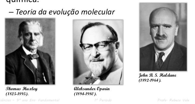 3-A hipótese de Oparin e Haldane Evolução Química Husley (1825 1895) Oparin, A I (1894-1980) Haldane, J.B.