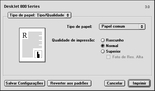 2 Uso do software da impressora Tipo/Qualidade de papel Escolha um entre os vários tipos de papel.