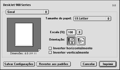 2 Uso do software da impressora Configuração de página Controle do leiaute da página As configurações como tamanho do papel, escala e orientação de página são controladas na caixa de diálogo