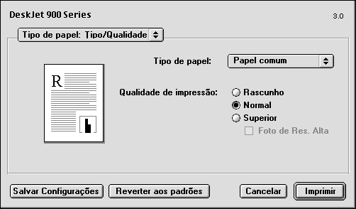 2 Uso do software da impressora Tipo/qualidade de papel Leiaute Escolha de uma variedade de tipos de papel.