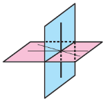 Saber que se uma reta r é perpendicular a duas retas s e t num mesmo ponto P, é igualmente perpendicular a todas as retas complanares a s e t que passam por P e que qualquer reta perpendicular a r