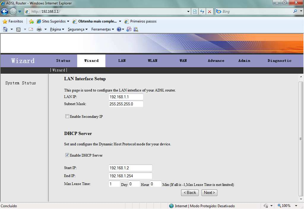 . Mantenha a configuração de LAN IP e Subnet Mask ou poderá mudar se