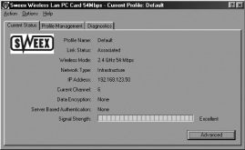 Conectar o computador à rede de trabalho sem fios em Windows 98SE Depois de ter reiniciado o seu computador clique no ícone Sweex Wifi