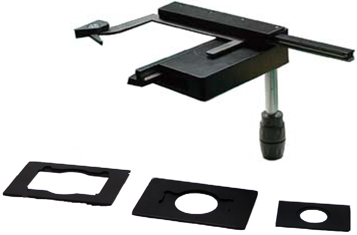 Utilização de placas de cultura Φ35mm: Utilizar a mesa de centragem padrão () na placa porta-preparados. Utilização da placa translatora:.