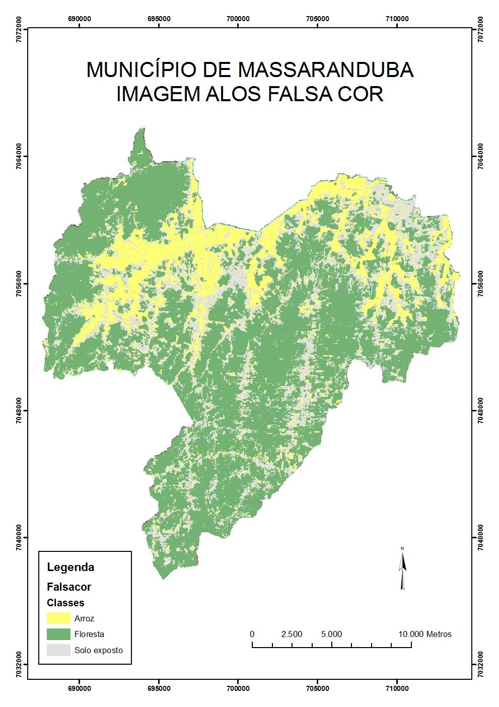 p. 006-007 Figura 7 Mapa resultante da classificação supervisionada em imagem ALOS falsa cor.