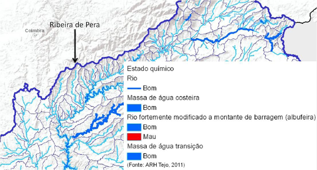 Figura 5.6.2.4. Estado químico das massas de água naturais (PGRHT, 2012).