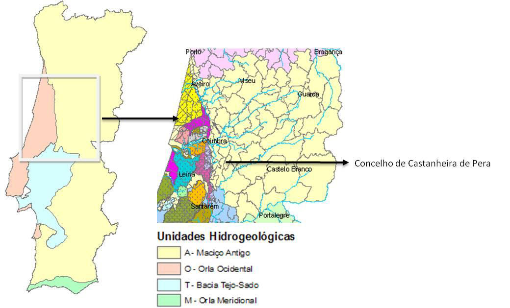 Figura 5.6.2.5. Enquadramento do concelho de Castanheira de Pera na Unidade Hidrogeológica correspondente (SNIRH, 2015).