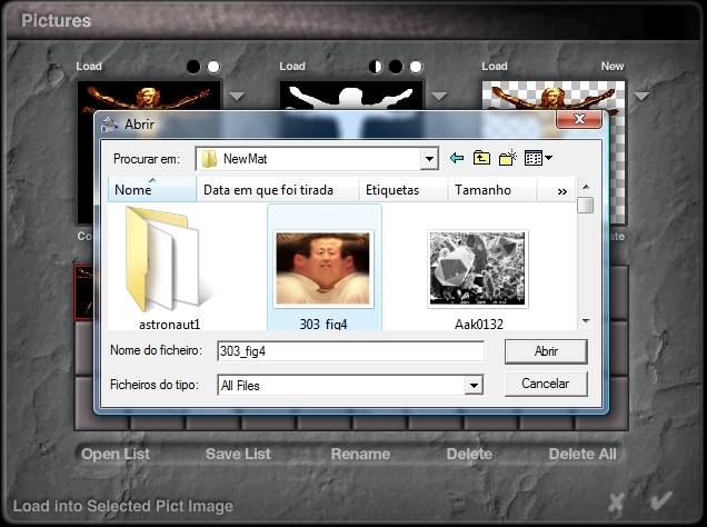 Para importar a imagem clicamos em Load e escolhemos o ficheiro no disco rígido ou pen.