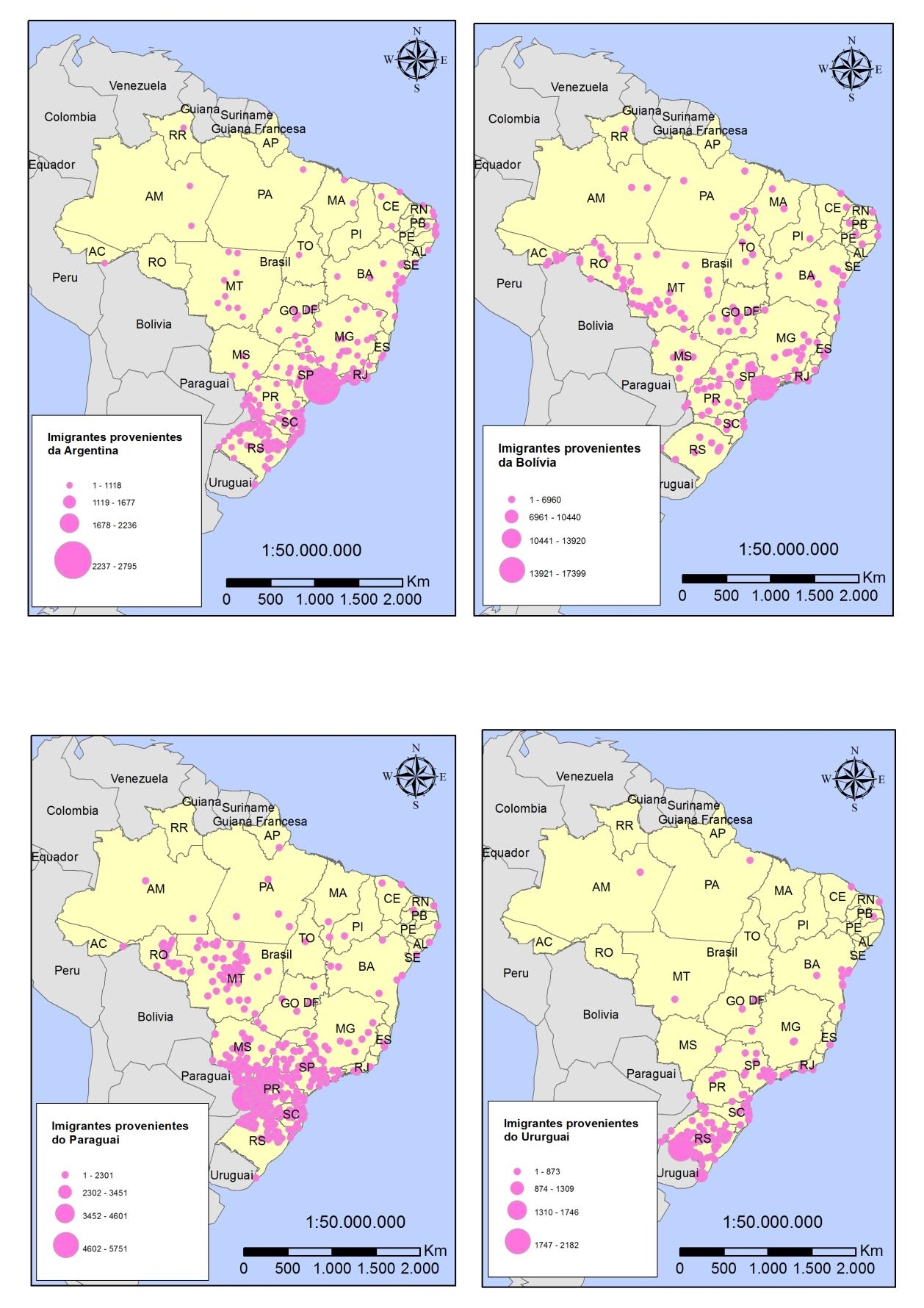 Figura 3: Distribuição dos Imigrantes pelo Brasil