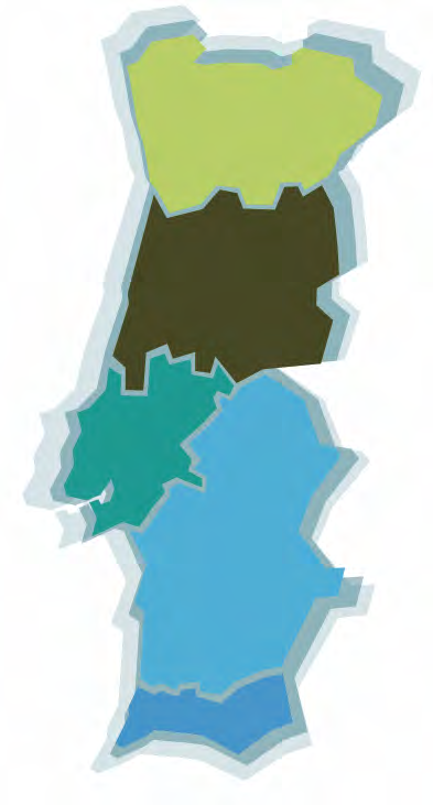 Unidade Nacional, que, simbolicamente, se representam através do Mapa de Portugal com as cinco ARS agregadas como um todo, embora mantendo a sua identidade institucional, refletida na cor