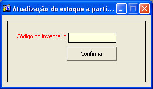 Data Lançamento: A data é automática, toda vez que adicionar um novo inventário irá buscar a data no servidor; Programa 1037 Atualização do estoque a partir do inventário Código do Inventário: