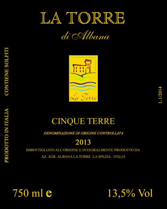 ALBANA LA TORRE VINHO VERDE CINQUE TERRE DOC TIPOLOGIA Vinho Verde Seco - Denominação de Origem Controlada (DOC) ORIGEM Albana di Campiglia (La Spezia) VINHEDOS Local: Albana di Campiglia ( Parque