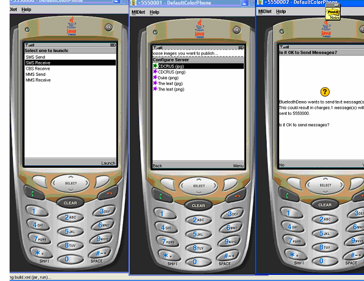 Anexo B Ilustração da simulação Foram utilizados três aparelhos móveis. A simulação é feita da seguinte forma: Um aparelho celular faz o papel do Bluetooth enviando a mensagem.