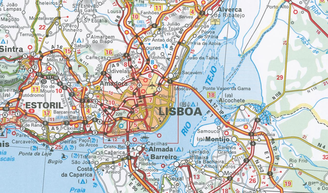 Estradas Mapas Temáticos Representam a rede rodoviária (conjunto de