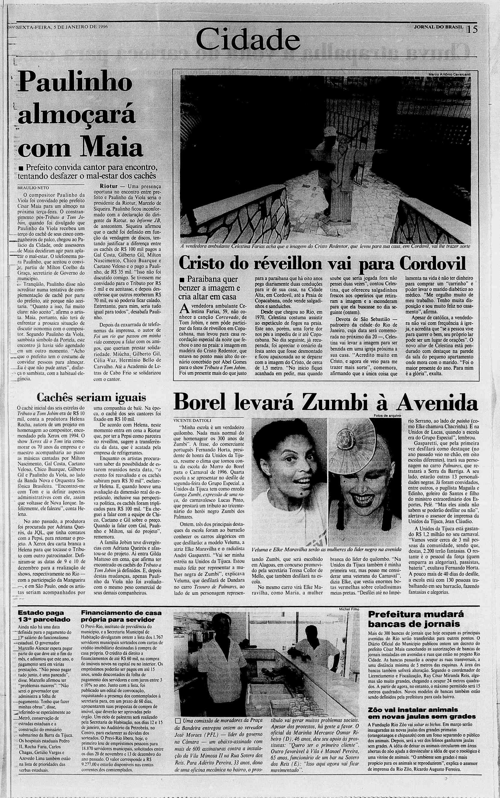 1W1SEXTA-FERA, WiSEXTA-FERA, 5 DE JANERO DE 1996 JORNAL DO BRASL BRASH. Cidade : L,.