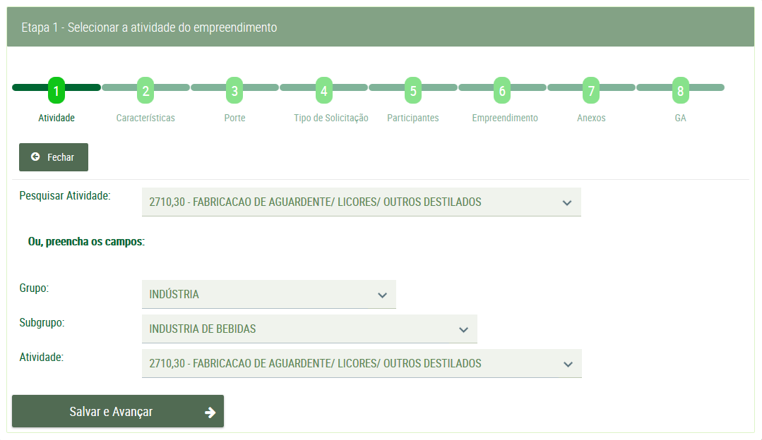 Etapa - Atividade A solicitação de Licenciamento Ambiental é composta por oito etapas.