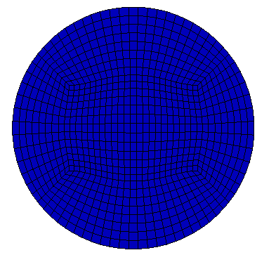 Com base na geometria construída, foram geradas quatro malhas numéricas hexaédricas e não-estruturadas, com razões de crescimento constantes de 1,1 na direção radial e 1,05 na axial, mas com