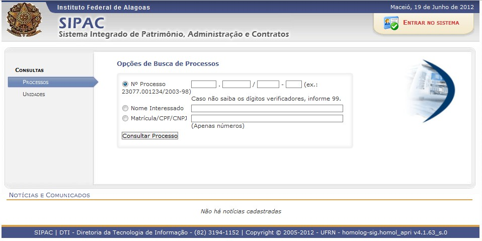 4 1. Conhecendo o Sistema de Protocolo O Sistema de Protocolo contem uma tela inicial, onde a consulta e