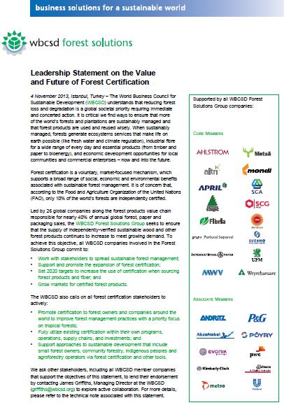 Certificação Florestal 11 All 26 FSG member companies commit to: Work with stakeholders to spread sustainable forest management; Support and promote the expansion