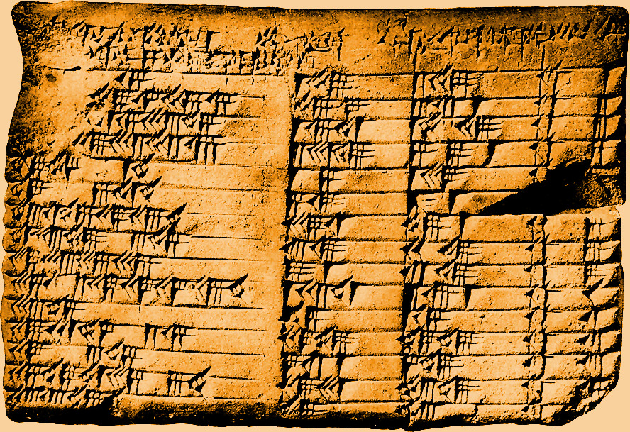 secantes na tábula cuneiforme babilônica Plimpton 322.
