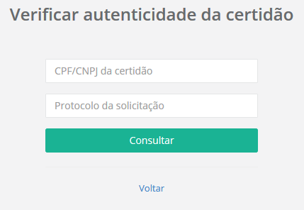 Após conferir a situação da solicitação realizada é possível voltar para a tela inicial do sistema ou realizar novas consultas usando, para isso, os respectivos botões.