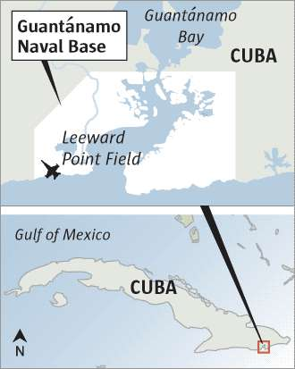 Baía de Guantánamo (área de 117 km na ilha).