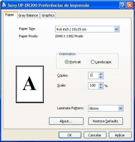 2- Configurando a impressora Sony UP-DR200 2.