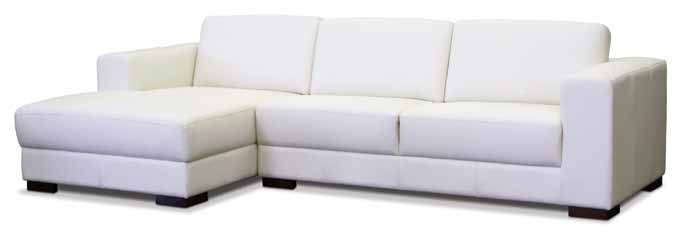 salas >sofás Sofá de canto com chaise longue 293x80x93/160 Elis 100% pele categoria superior, cores branca, preta,
