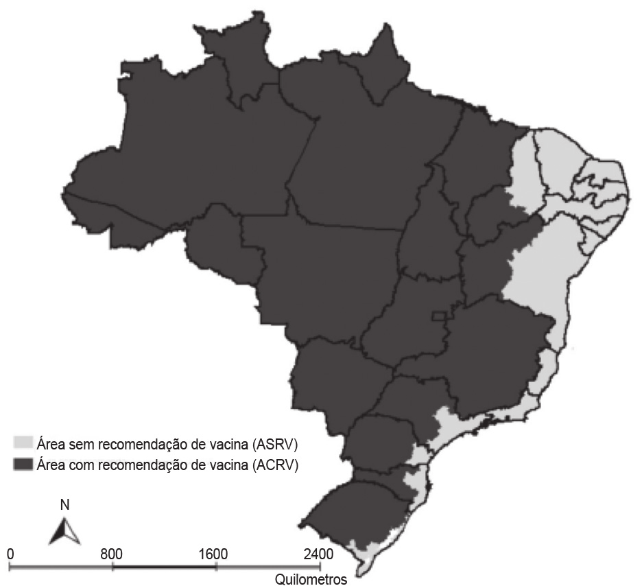 Febre amarela: Nota Informativa Epidemiologia A maior parte do território brasileiro é considerada região endêmica ou área de risco para febre amarela.