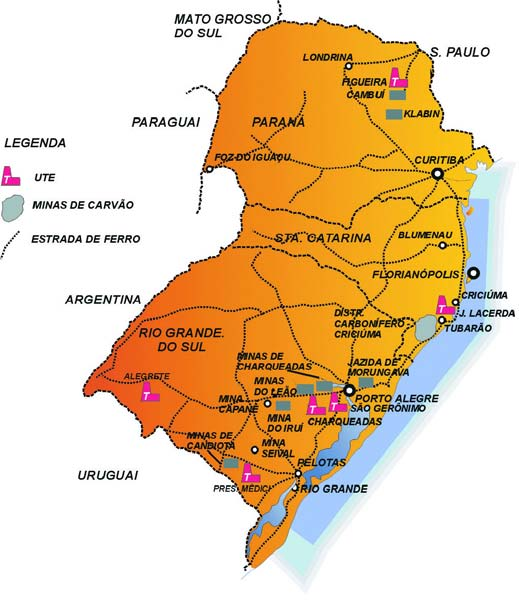 8 Figura 2. Localização geográfica das jazidas de carvão no sul do Brasil (Fonte: CETEM, 2009). Tabela 3. Características dos carvões de algumas jazidas brasileiras.