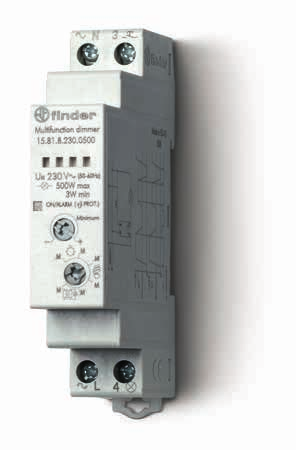 81 Montagem em trilho 35 mm Dimerização Trailing Edge ou eading Edge --Compatível com lâmpadas de baixo consumo (CF ou ED) dimerizáveis e com a maioria dos tipos de transformadores Dimerização linear