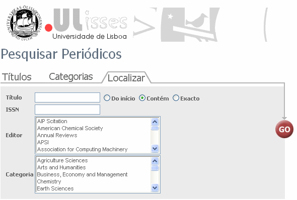 Fig.13 Pesquisa de Periódicos, através do Localizar Clique na opção Periódicos no menu.