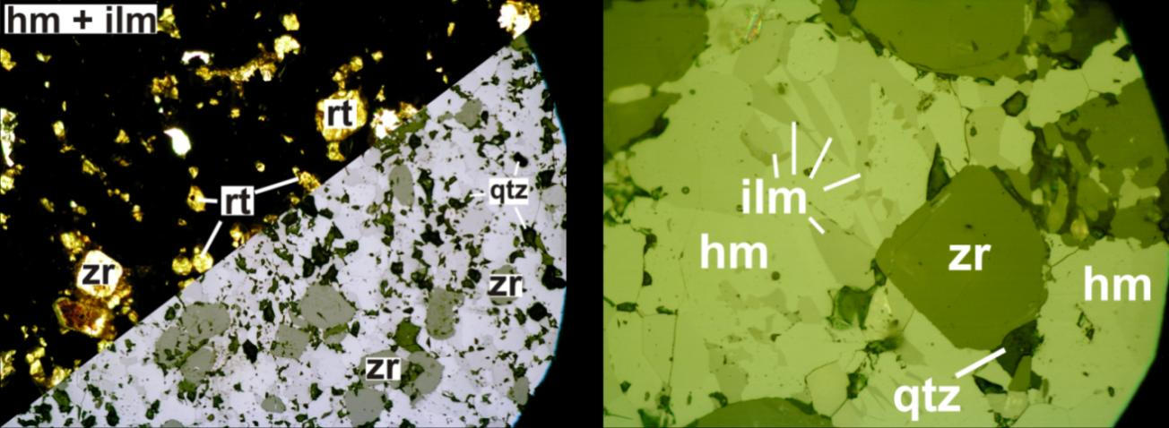 Figura 4-4: Foto-micrografias da amostra rica em óxido de ferro.