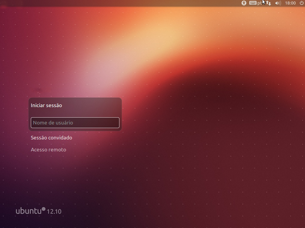 Figura 2 Tela de login do Ubuntu Após realizar login, será exibida uma área de