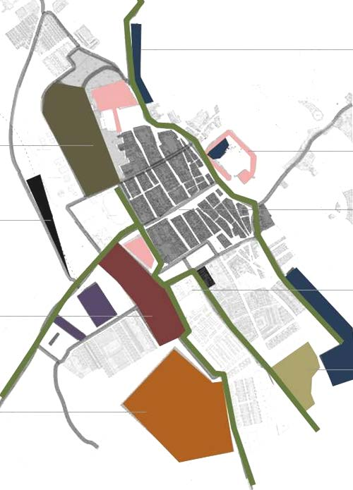 pedonal Gare Pólo de formação Corredor verde Ruas principais Ruas