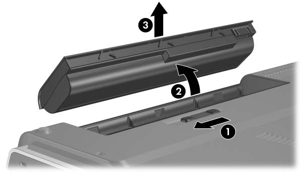 Alimentação Remoção de uma Bateria Apesar de variar o modelo das baterias, o procedimento de remoção é o mesmo para todos os modelos. Para remover uma bateria: 1.