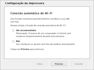 Configuração do seu produto com a conexão automática de Wi-Fi 1.