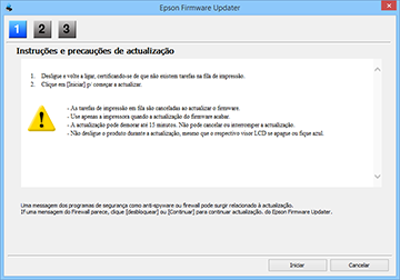 13. Windows: O sistema inicia a busca pelo firmware mais atual para o seu produto. Quando vir esta tela, há novo firmware disponível. Clique Próximo e siga as instruções na tela.