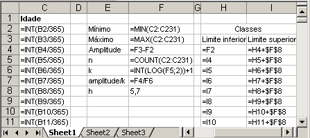 Estatística Descritiva com Excel Complementos. 38 d) Construir as classes C 1, C 2,..., C k.