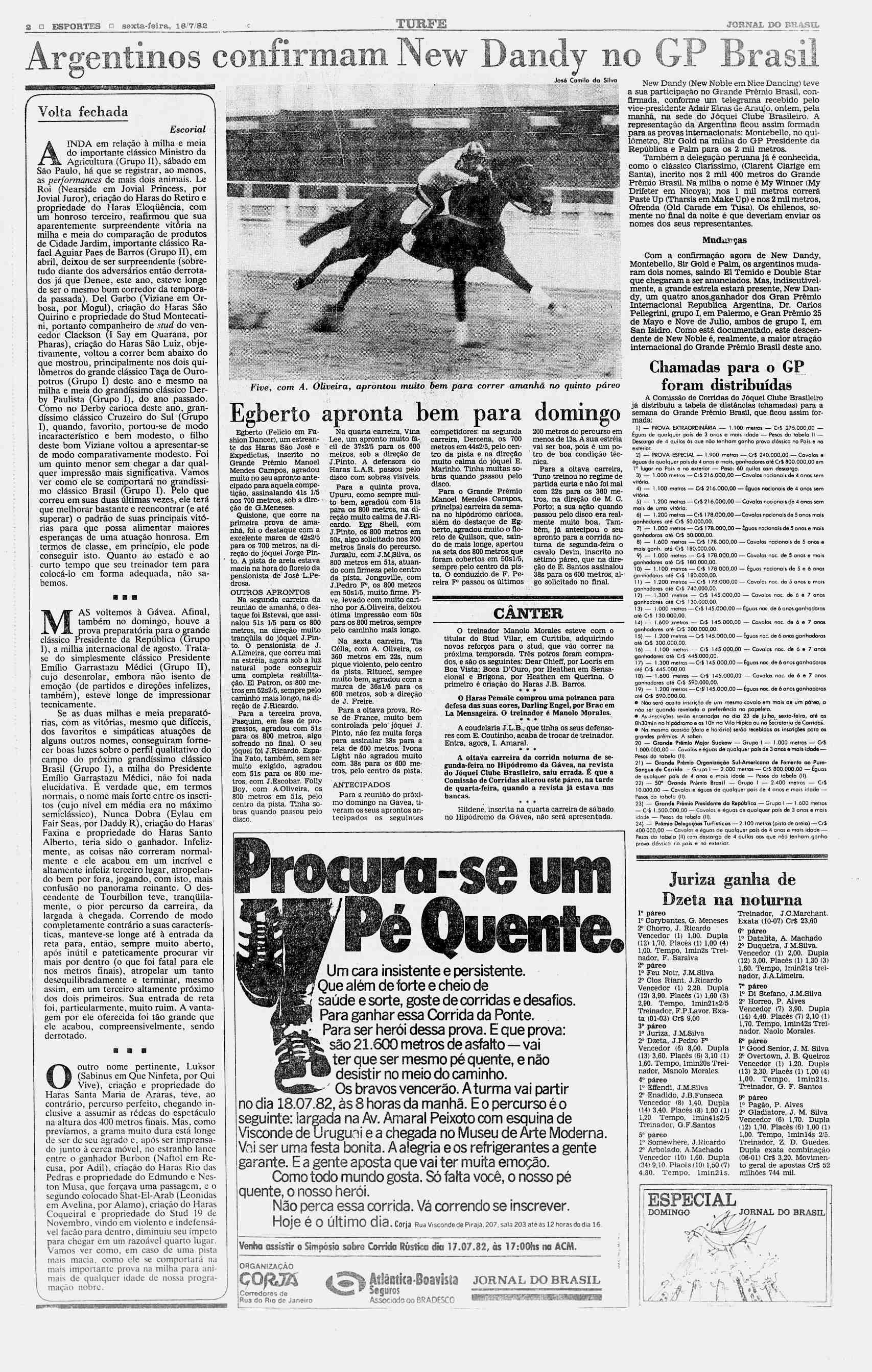 2 D ESPORTES? sexta-feira, 16/7/8S TURFE JORNAL DO BÜAStL rsentinos coniirmam New Dandy no GP B>rasil 1 m 3m&&^!