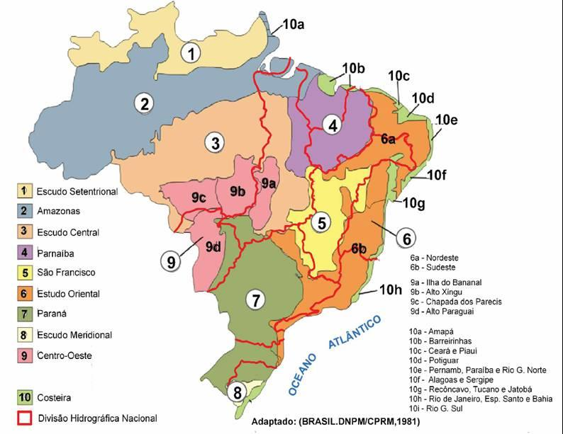 Províncias e Subprovíncias Hidrogeológicas do Brasil Fonte: Kettelhut, Julio
