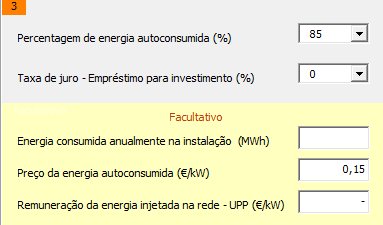 Na parte 2 (ver exemplo de interface na figura 4.3), obtém-se o número de painéis e inversores necessários para a potência a instalar anteriormente selecionada.