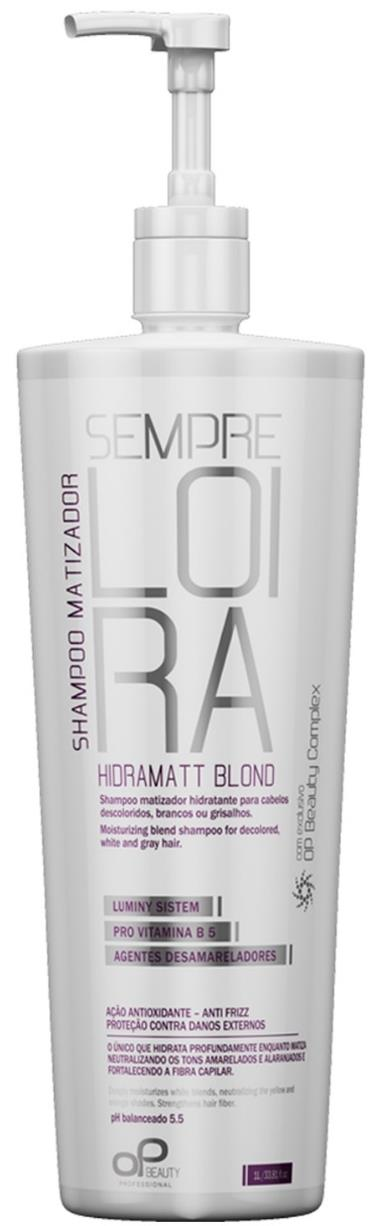 SHAMPOO MATIZADOR HYDRAMATT BLOND 1L ( 70056 ) O LOIRO QUE FICA PARA SEMPRE Desenvolvido para cabelos descoloridos ou com mechas que precisam de cuidados especiais.