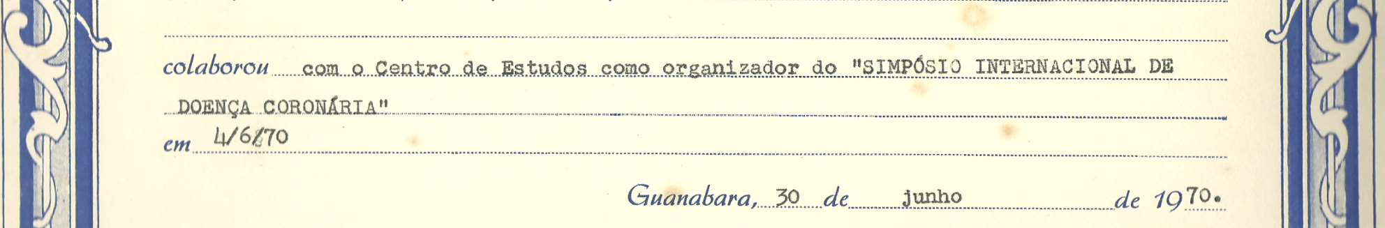 1970: Certificado - Estado da Guanabara Instituto Estadual de Cardiologia