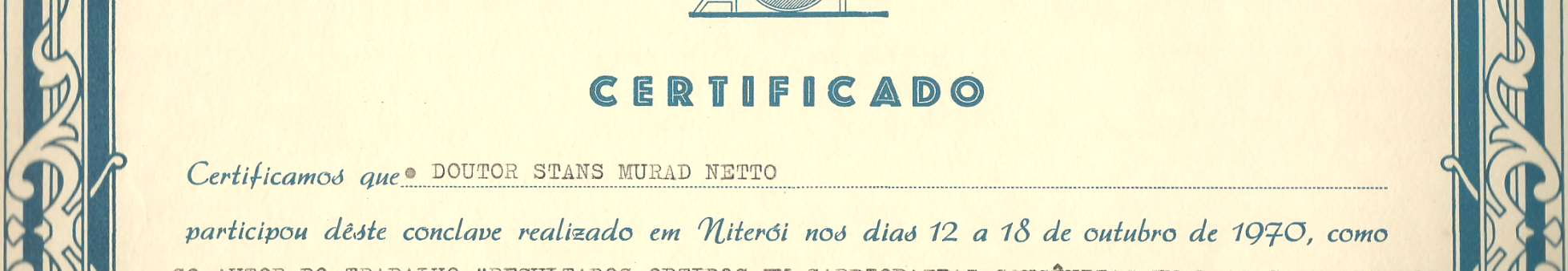 1970:Certificado - XI Congresso Médico