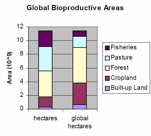 Metodologia de cálculo da Pegada Áreas que intervêm na Pegada Ecológica Áreas construídas Consumo de energia Consumo de recursos naturais: colheitas, animais, madeira, pesca Unidades Hectares