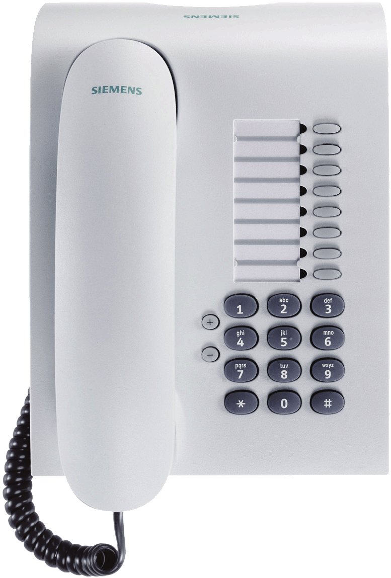 Identificação dos telefones Identificação dos telefones Painel frontal optipoint 500 entry Alto-falante para alta-voz e sinais de chamar Teclas para programações do telefone Monofone LEDs 8 teclas de