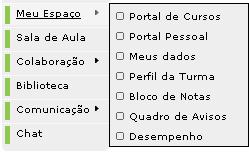 3. Ferramentas de Navegação 3.1. Meu Espaço: Meu Espaço Portal de Curso e Portal Pessoal: Direcionam o acesso às telas iniciais de seleção da turma e de informações.